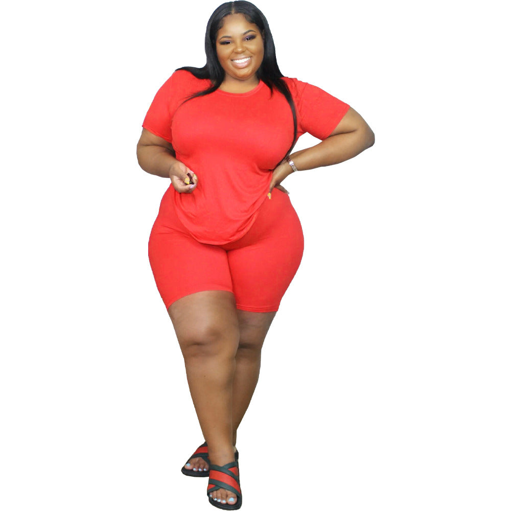 Plus Size Women's Fashion Leisure Two-piece Suit