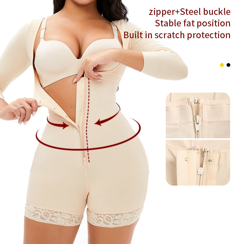 Plus-size Breasted Onesie High Waist Long Sleeve Body Shaper