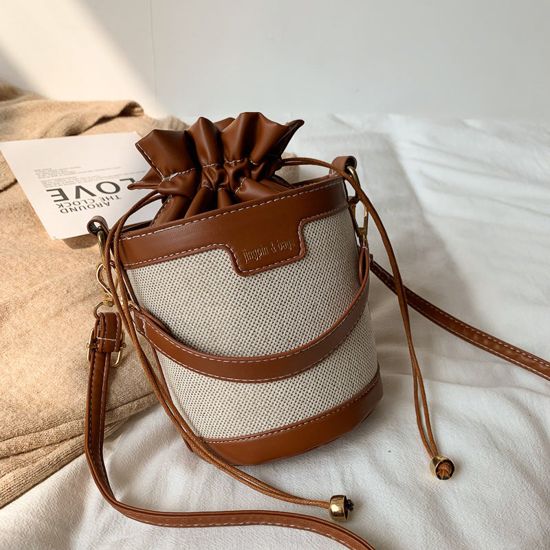 Bucket Drawstring Cylindrical Shoulder Bag