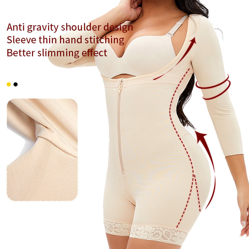 Plus-size Breasted Onesie High Waist Long Sleeve Body Shaper