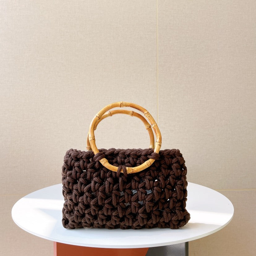 Circular Bamboo Knot Hollowed-out Hand Woven Bag