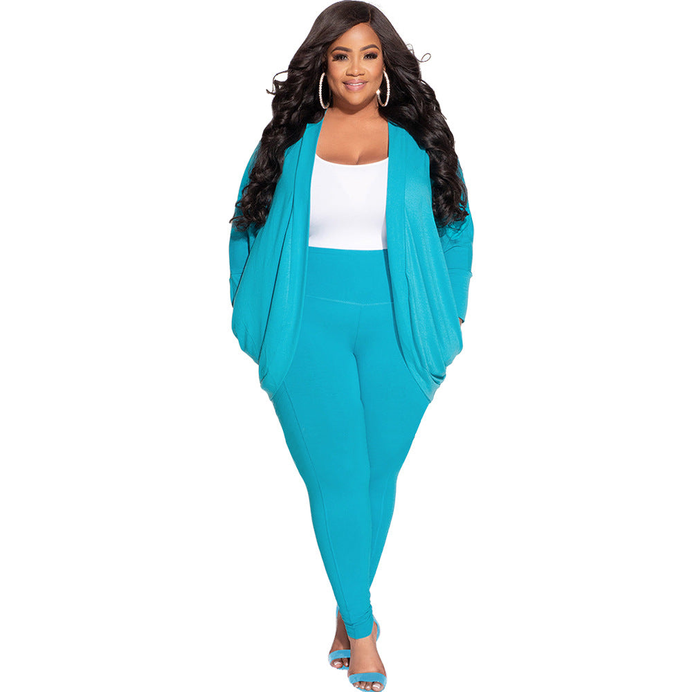 Cardigan And Leggings Plus Size Suit