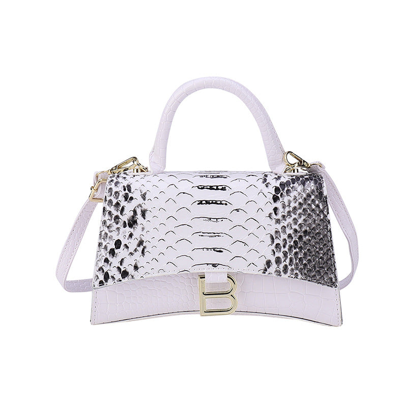 Women's Snake Pattern B Word Handbag