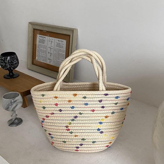 Women's Colorful Woven Straw Handbag