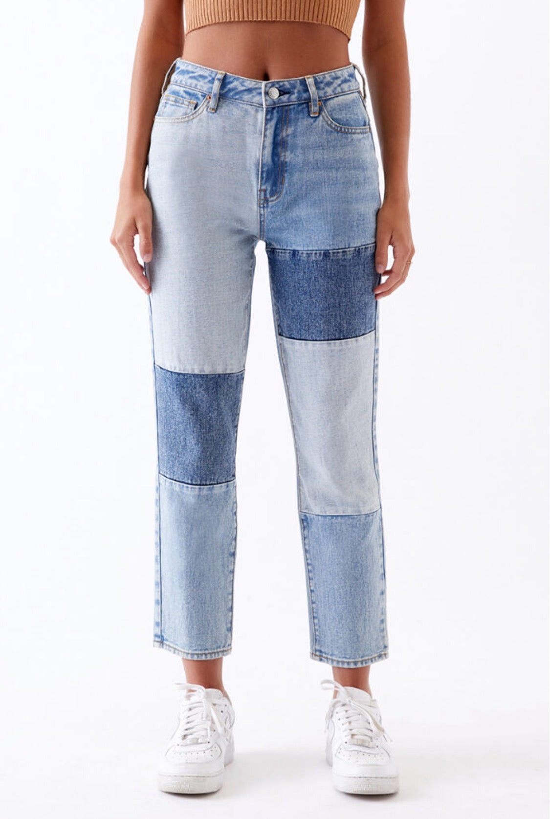 Cotton Stitching Retro Slim Straight Loose Jeans