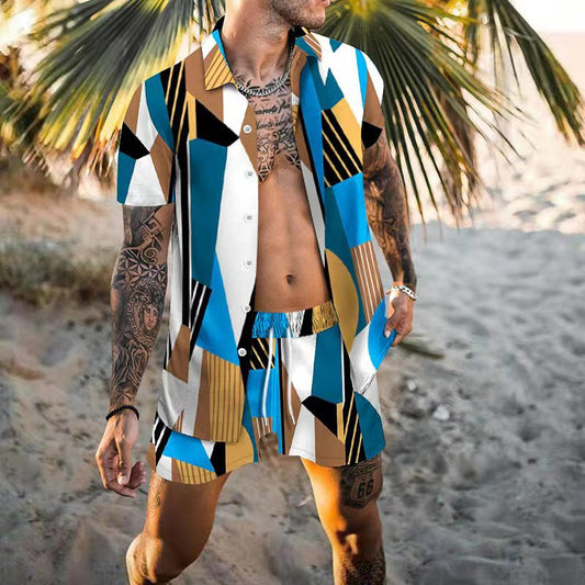 Men's Casual Loose Short Sleeves Shorts Beach Suit