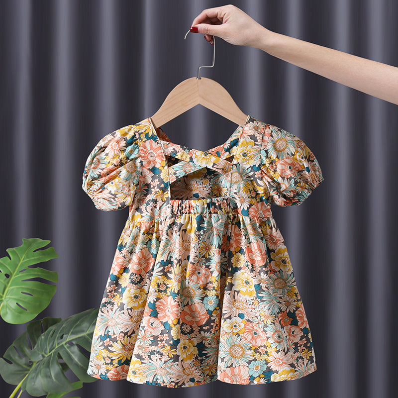 Women's Short Sleeve Floral Princess Dress