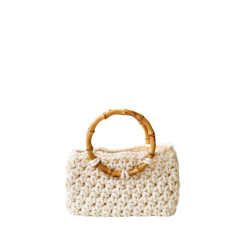 Circular Bamboo Knot Hollowed-out Hand Woven Bag