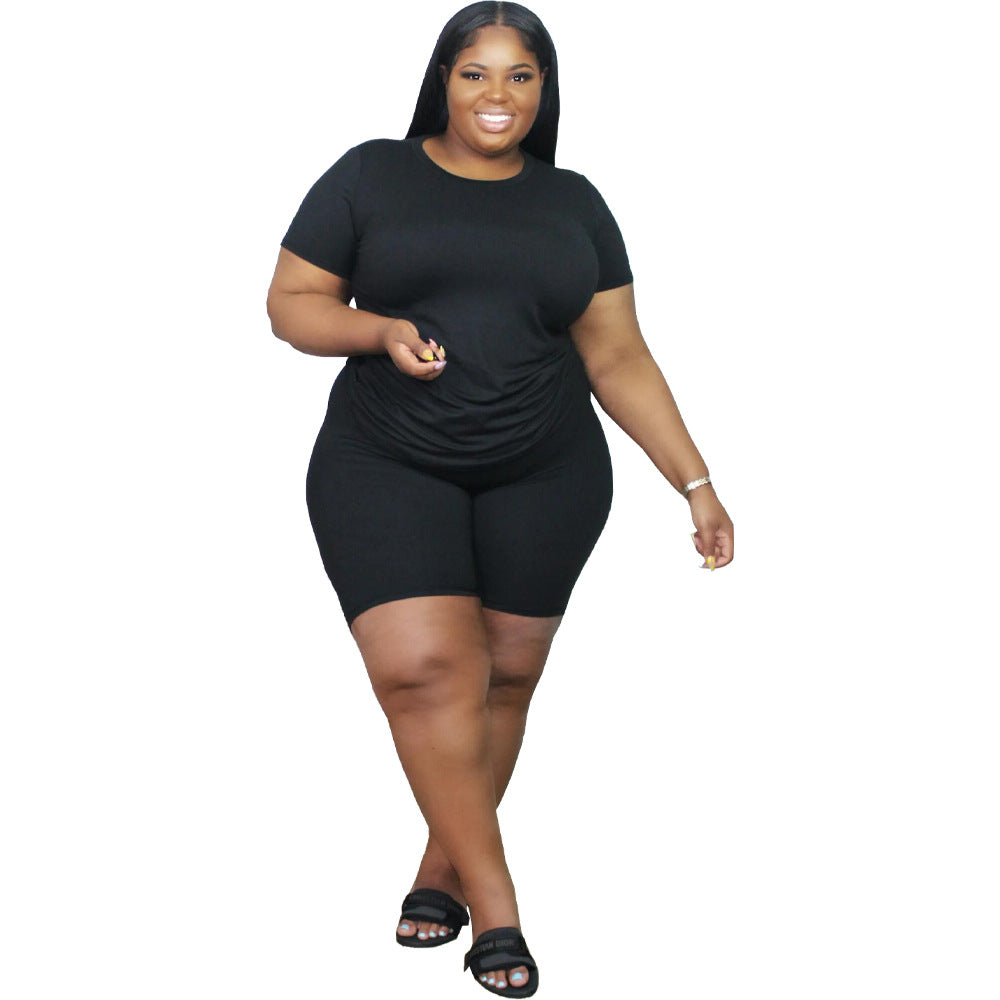 Plus Size Women's Fashion Leisure Two-piece Suit