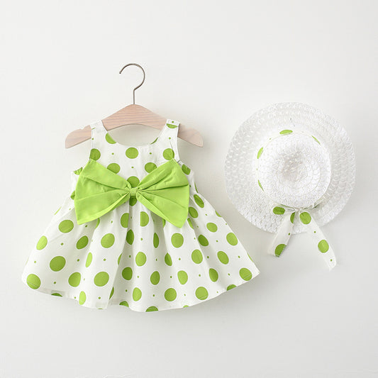 Polka Dot Bow Infant Korean Style Tank Top Skirt