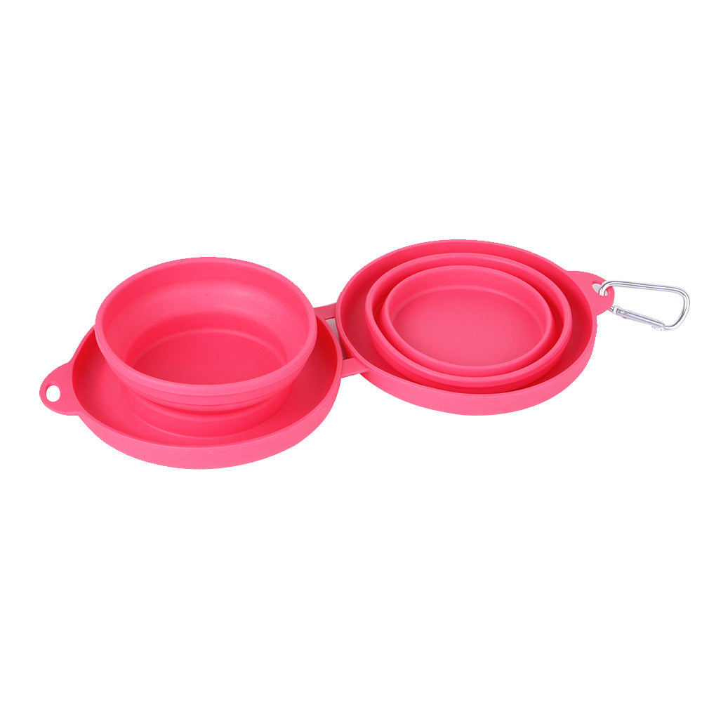 Rubber Foldable Double Pet Feeding Bowl