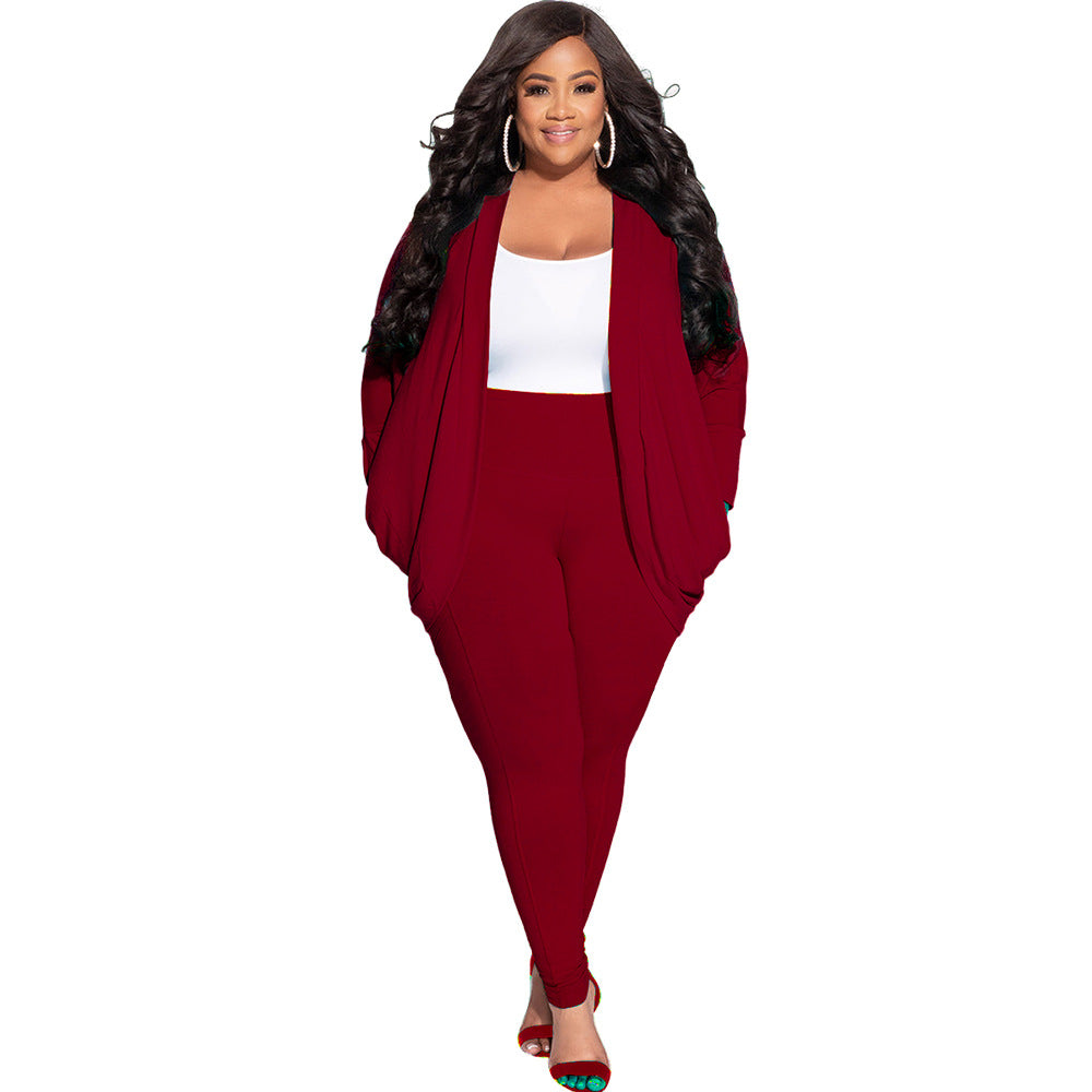 Cardigan And Leggings Plus Size Suit