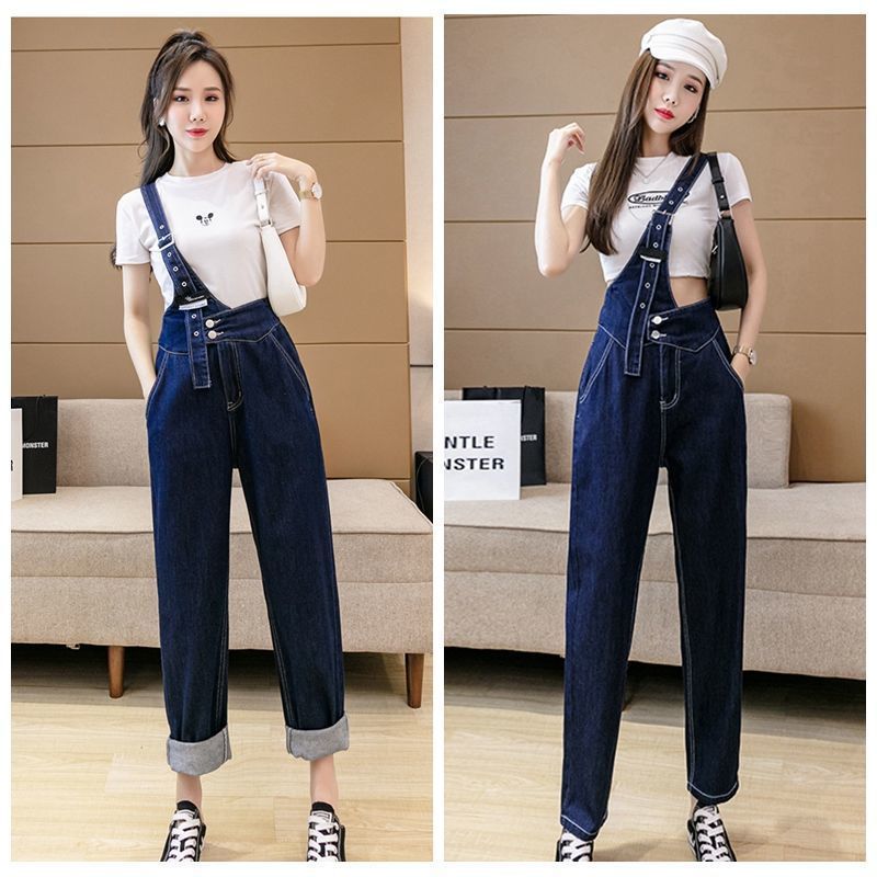 Bib Women All-match Trend Loose Design Pants