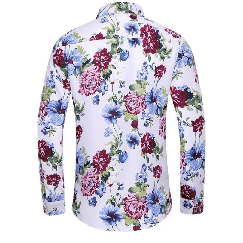 Long-sleeved Floral Design Shirt