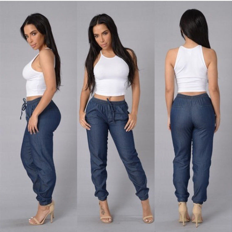 Fashion Loose Solid Color Denim Trousers