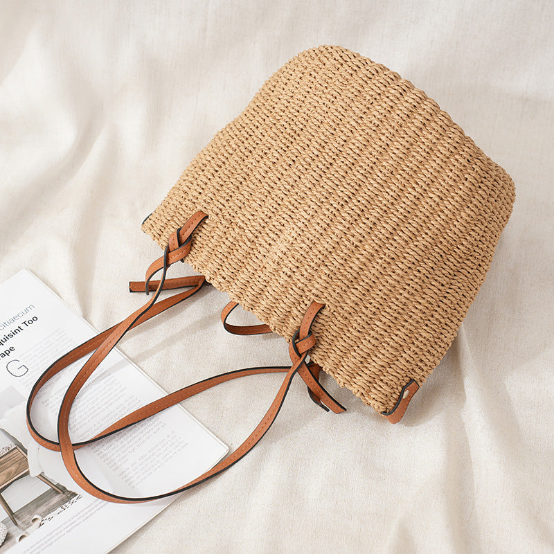 Women's Straw Woven Shoulder Tote Bag