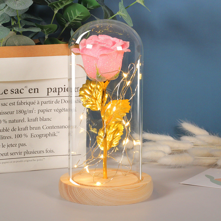 Eternal Rose Flowers LED Light In Glass