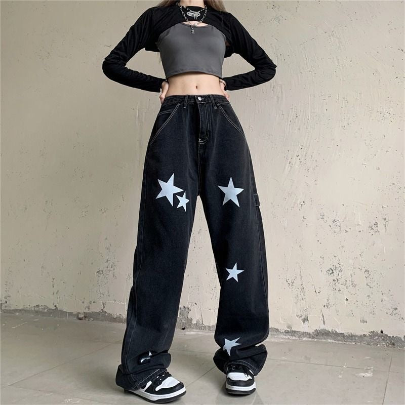 Straight Retro High Waist Wide Leg Long Pants