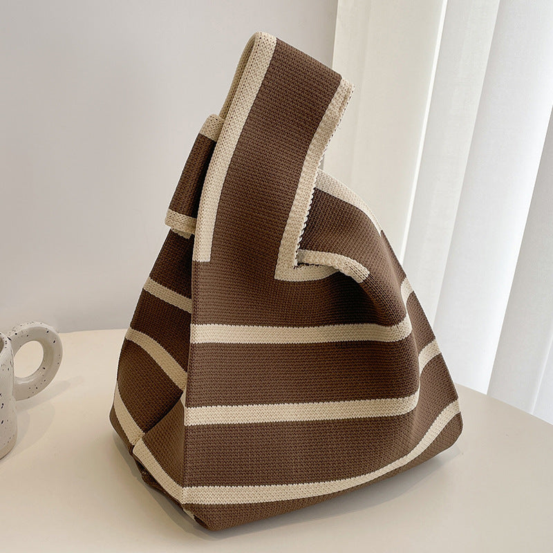 All-matching Striped Wool Knitted Handbag