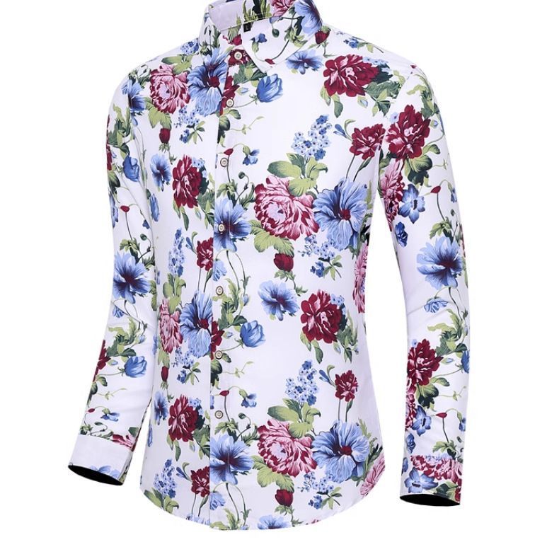 Long-sleeved Floral Design Shirt