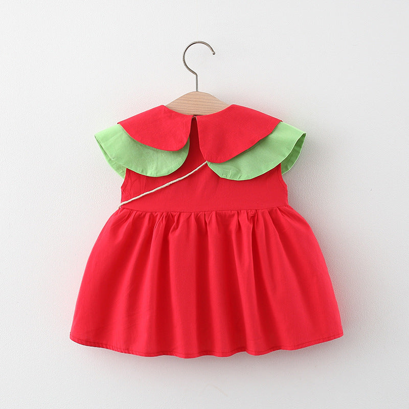 Girls Sleeveless Double Layer Lapel Dress