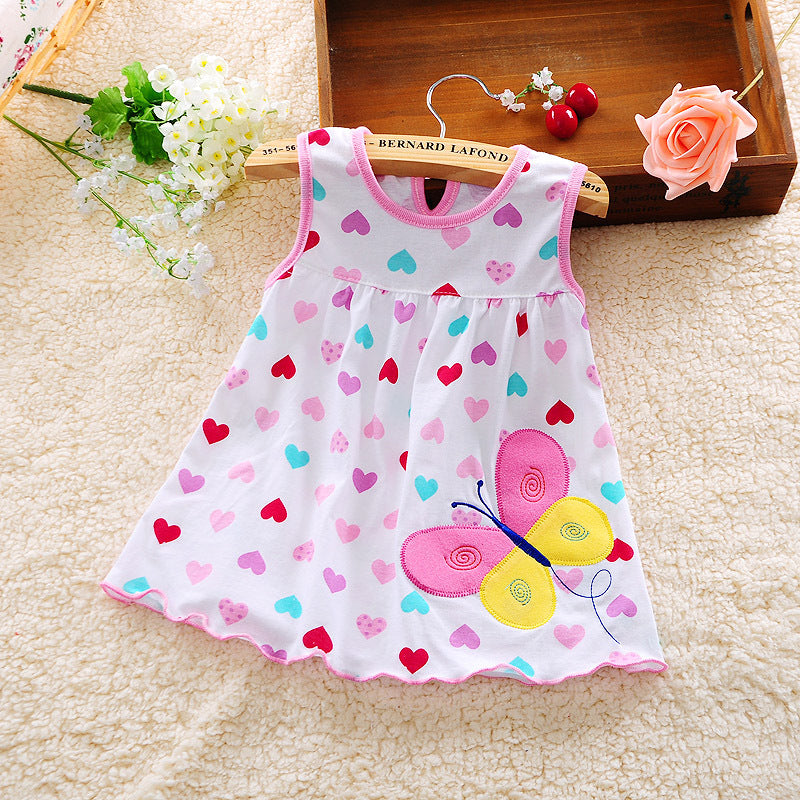 Girls Sleeveless Print Tank Top Dress