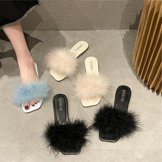 Summer Flat Fur Slipper