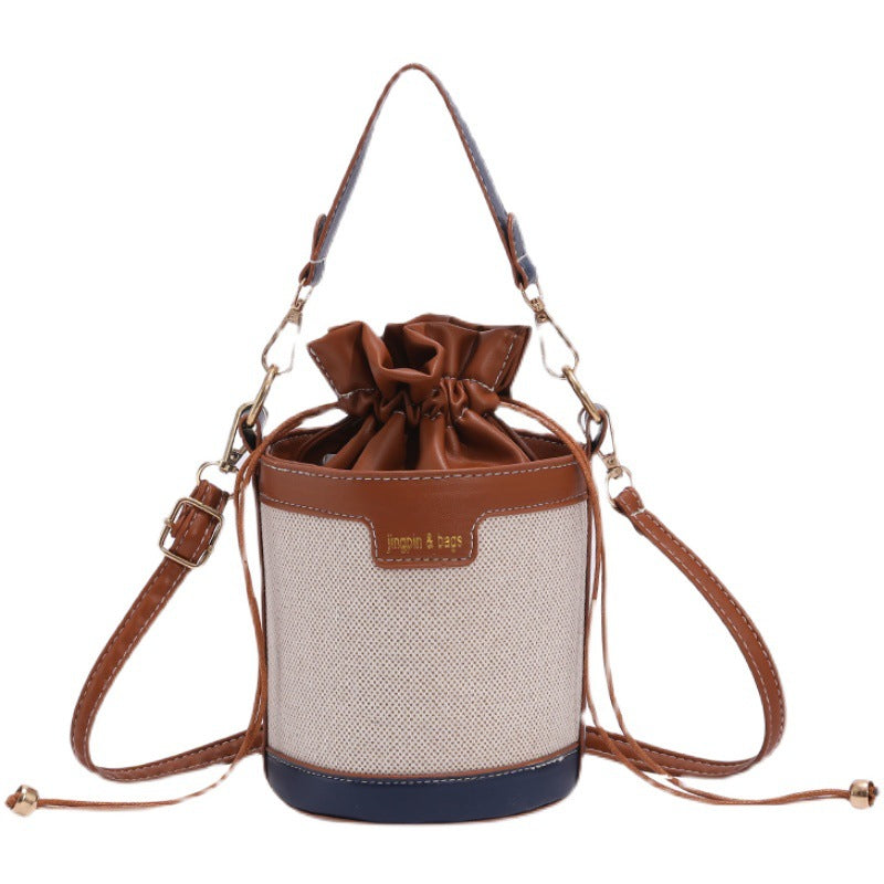 Bucket Drawstring Cylindrical Shoulder Bag