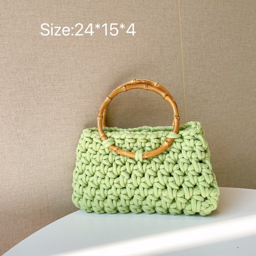 Circular Bamboo Knot Hollowed-out Hand Woven Bag