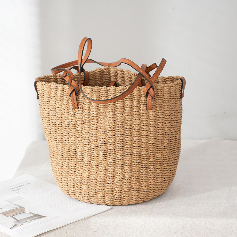 Women's Straw Woven Shoulder Tote Bag