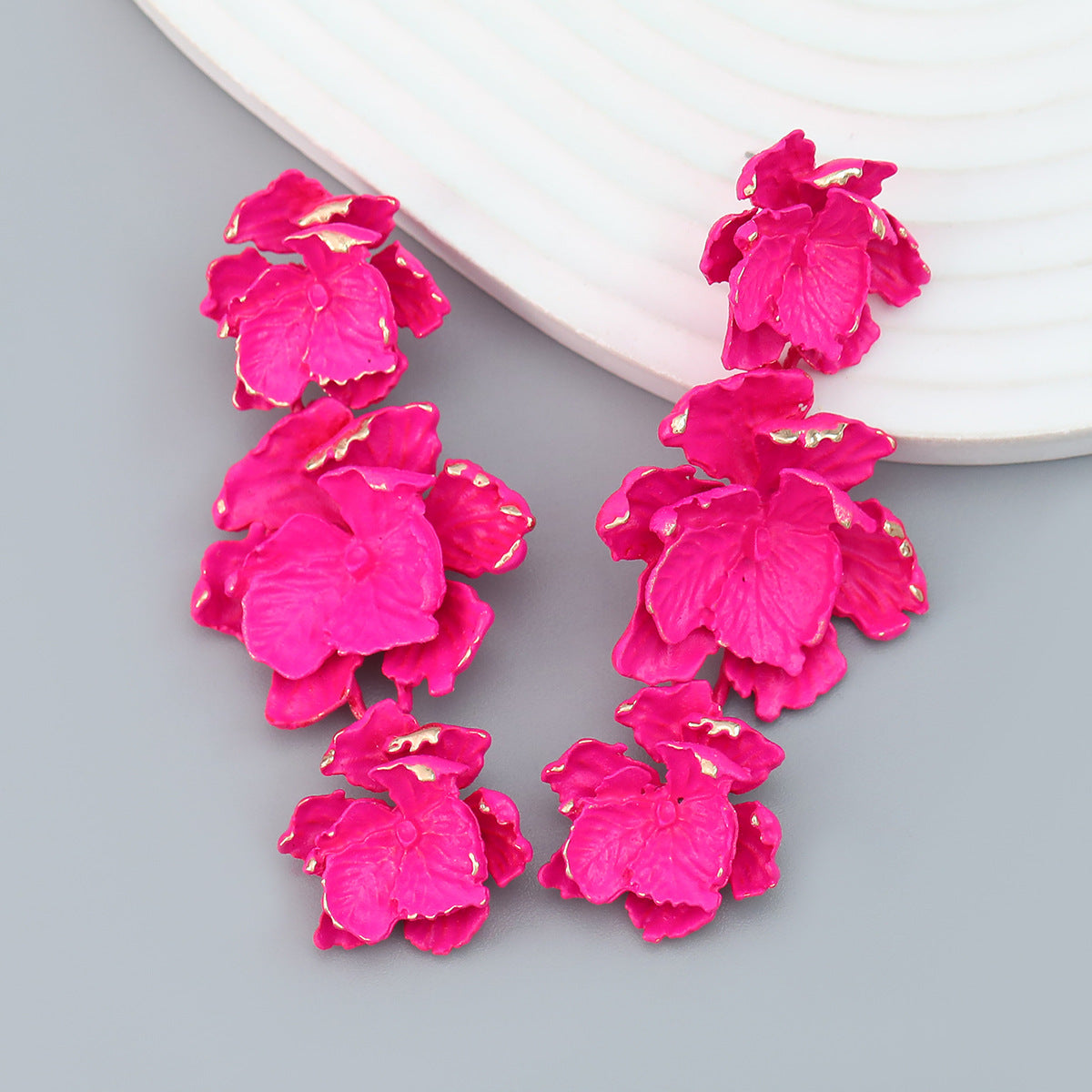 Flower Earrings Women's Multi-layer Alloy Spray Paint