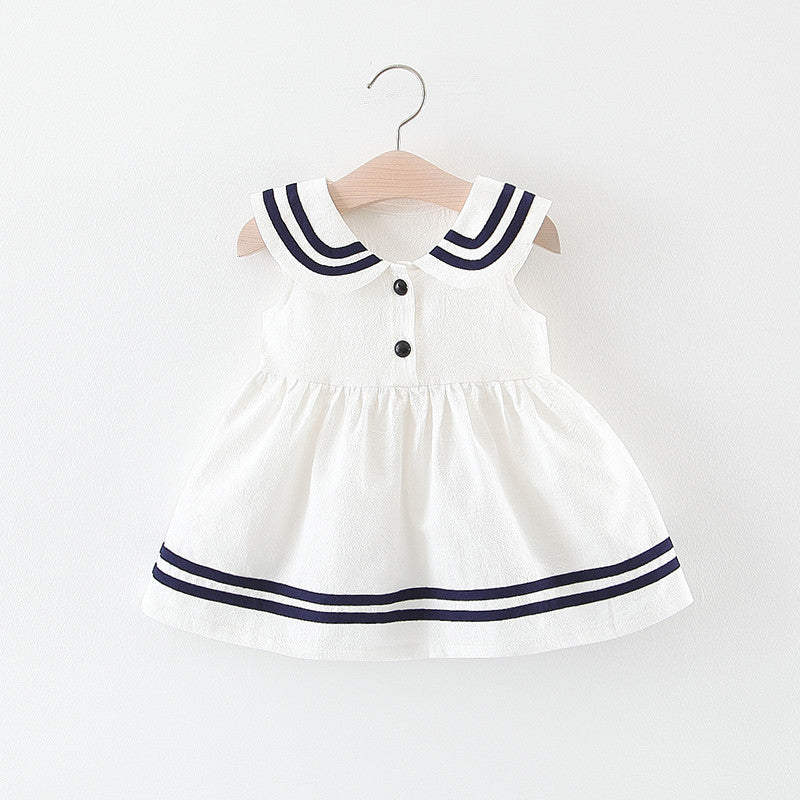 Summer Baby Navy Style Sleeveless Vest Skirt