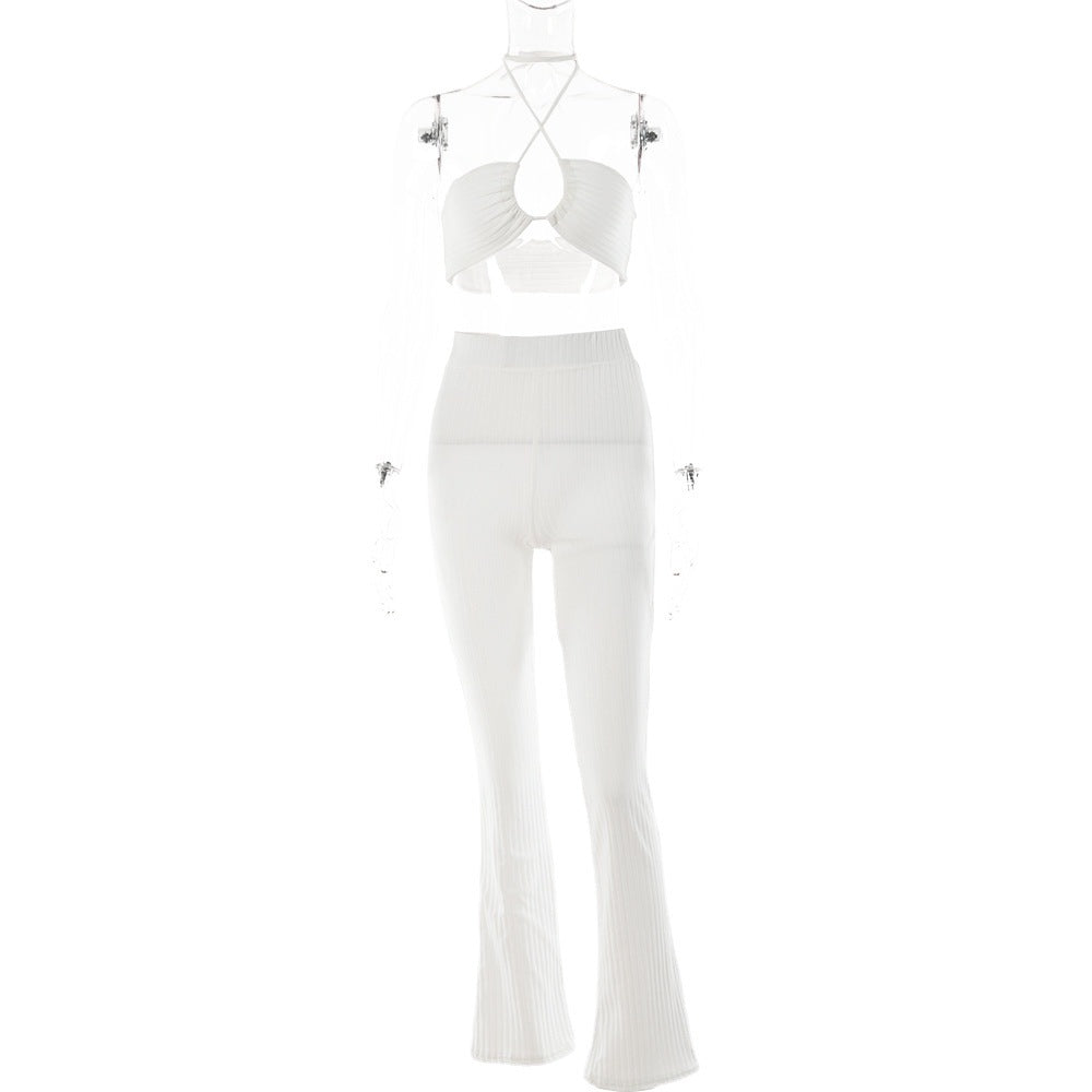 Two Piece Halter Tube Top Top and High Waist Pants