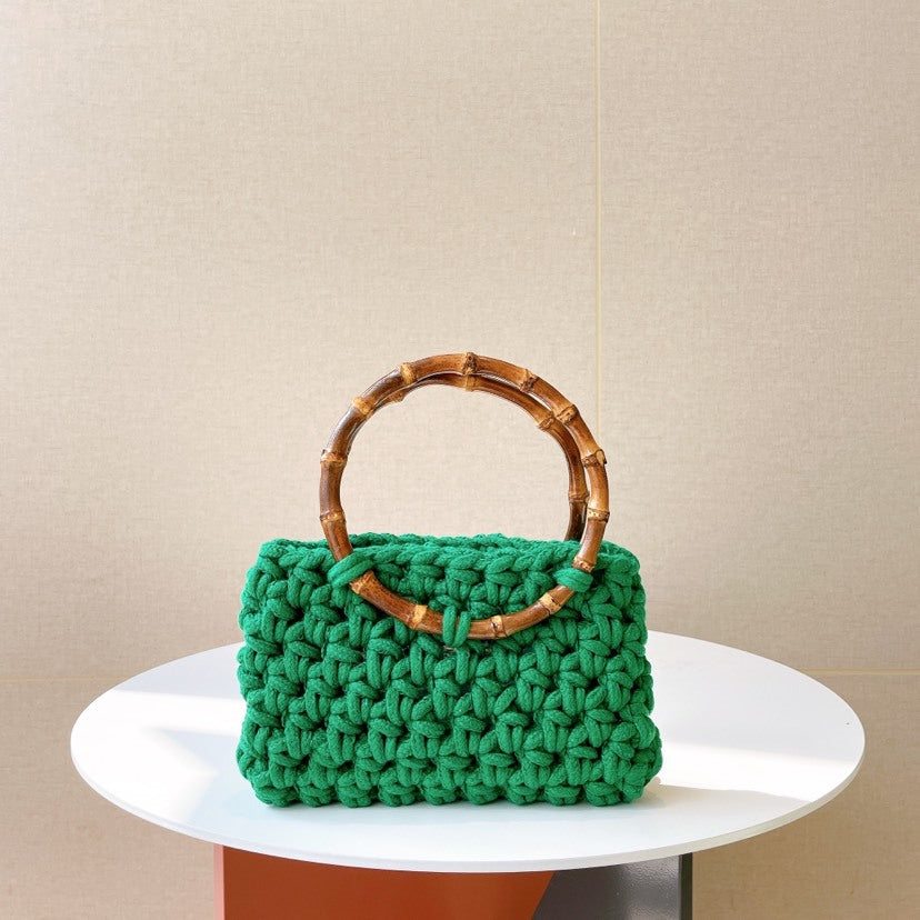 Circular Bamboo Knot Hollowed-out Hand Woven Bag