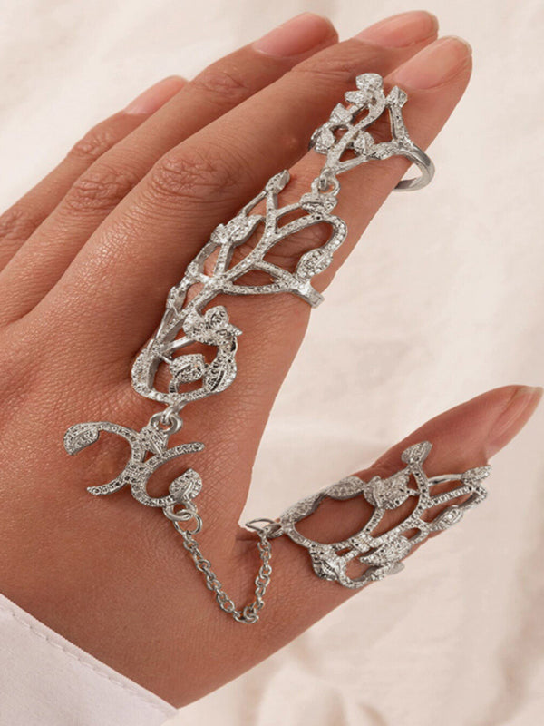 Exaggerated ring flower chain carved with ring jewelry