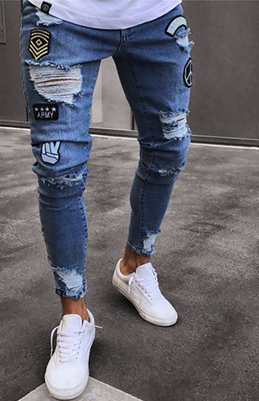 Fashion Frayed Slim Fit Long Jeans