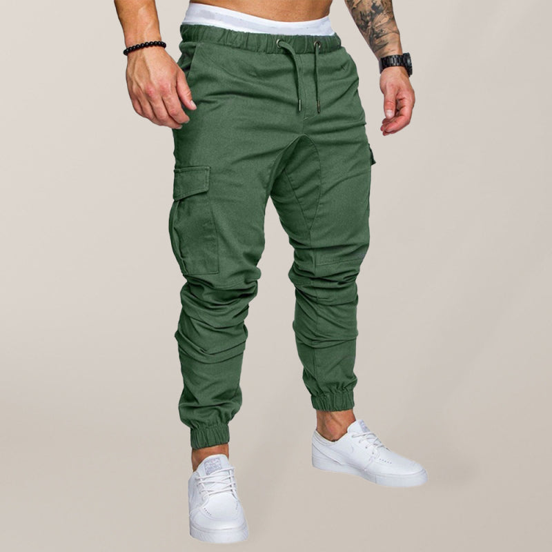 Men's Solid Color Casual Tether Elastic Trousers