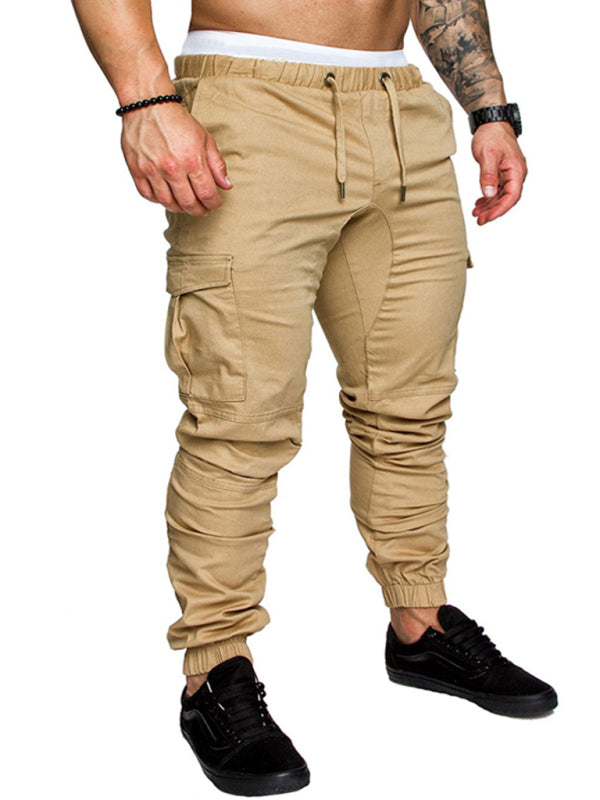 Men's Solid Color Casual Tether Elastic Trousers