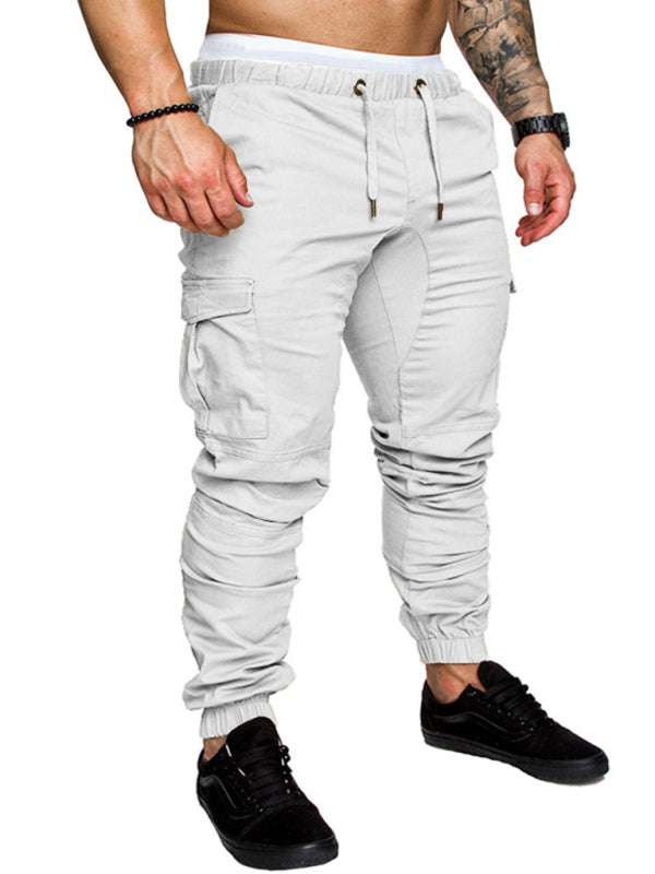 Men's Solid Color Casual Tether Elastic Trousers