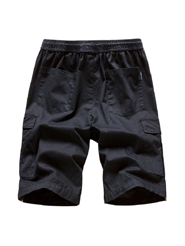 Men's Elastic Waist Drawstring Pocket Cargo Shorts