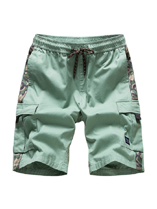 Men's Elastic Waist Drawstring Pocket Cargo Shorts