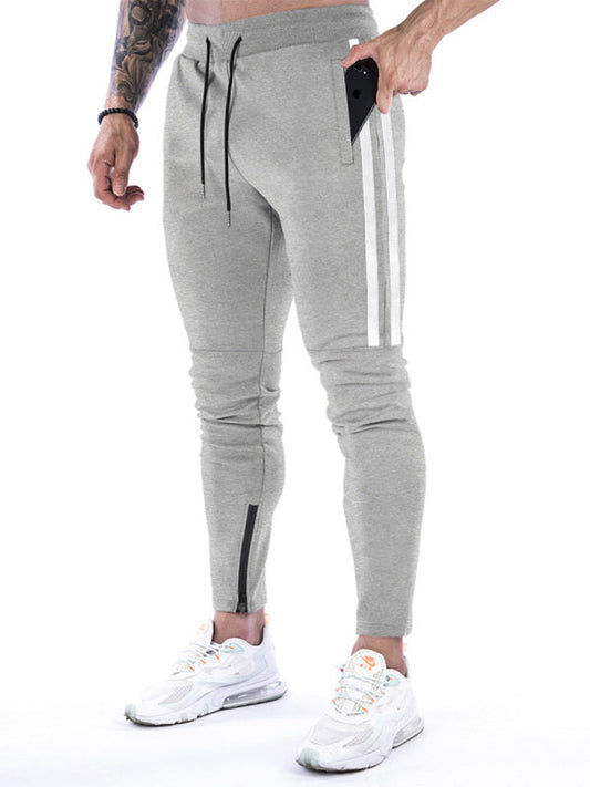 Contrasting Stripe Zippered Training Sweatpants