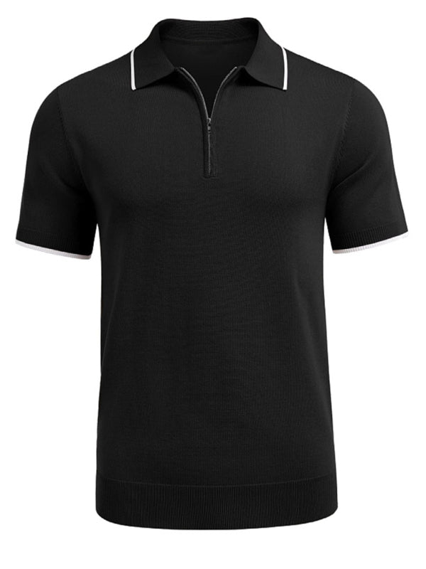 Zipper casual business polo shirt