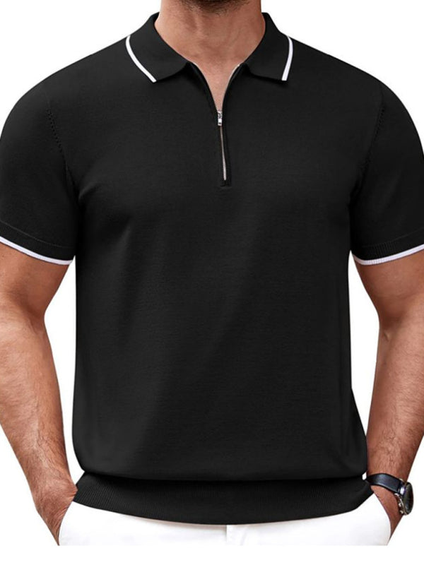 Zipper casual business polo shirt