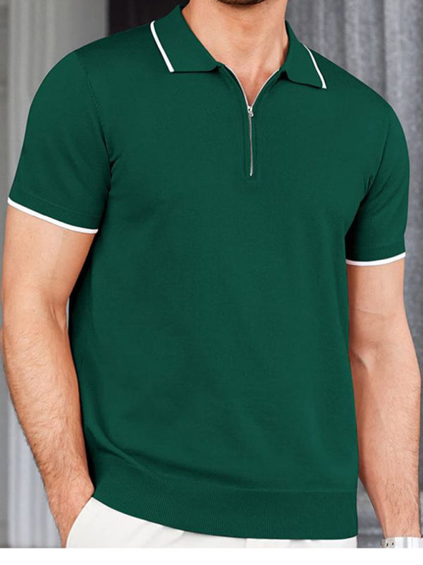 Zipper casual business polo shirt