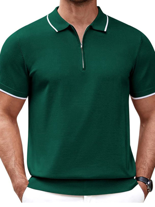 Zipper casual business polo shirt