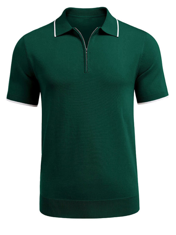 Zipper casual business polo shirt