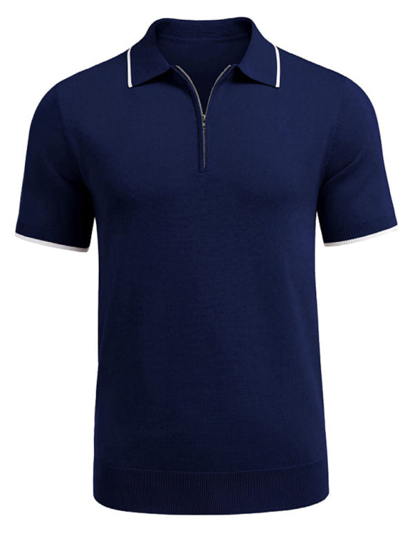 Zipper casual business polo shirt