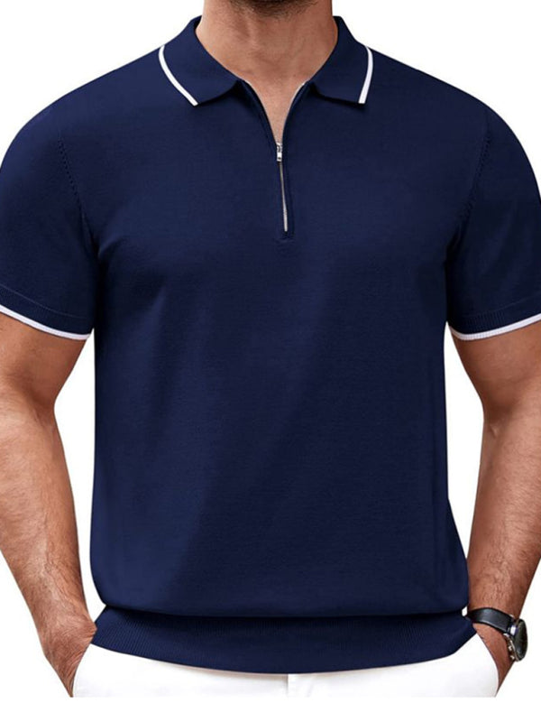 Zipper casual business polo shirt