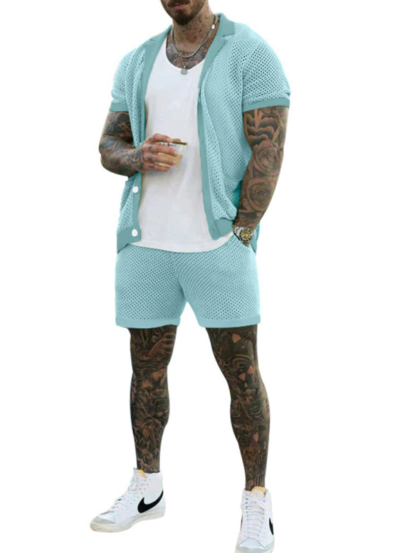 Short-sleeved Knit lapel suit